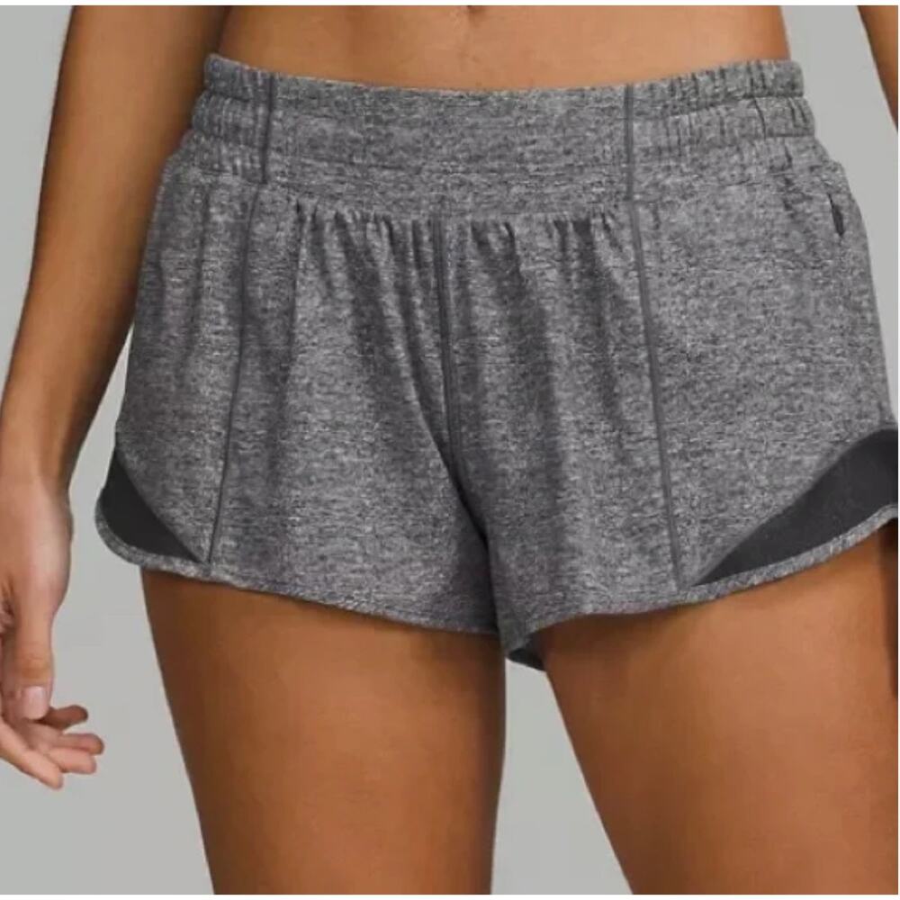 Lululemon Athletic Women's Hotty Hot Lined Shorts Activewear Heathered Gray 4‎